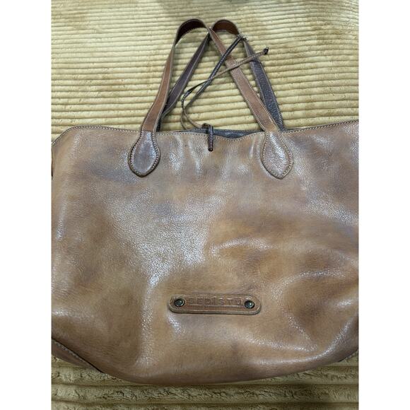 Bed Stu Charlotte Reversible Distressed leather Tote Bag Purse Tan And Brown - Picture 4 of 10